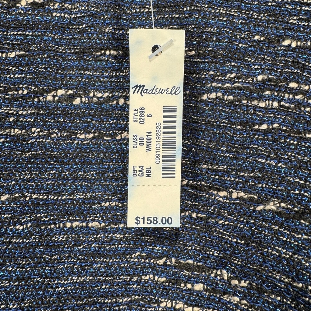 Madewell Shimmerweave Colorblock Dress Women Size 6 Blue Black Short Sleeve NWT - Picture 2 of 10